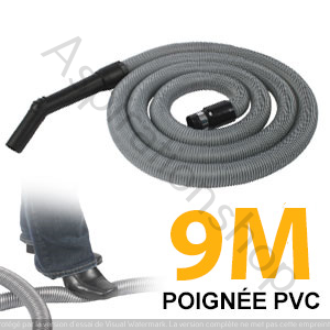flexible de 9m ( boyau ) standard aspiration poignée PVC compatible : Duovac