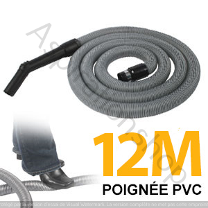 flexible ( boyau ) de 12m standard aspiration poignée PVC compatible : aspideco