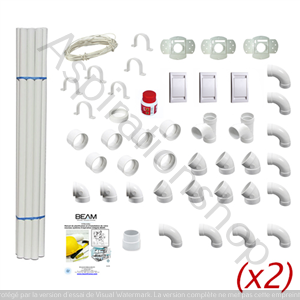 Kit de base 450 m² : 2 Kit 3 prises  + 48m de tuyaux pvc 51mm (24x2m)