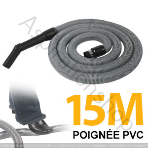flexible ( boyau ) standard aspiration de 15m poignée PVC compatible : Duovac